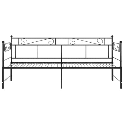 Pull-out Sofa Bed Frame without Mattress Black Metal 90x200 cm