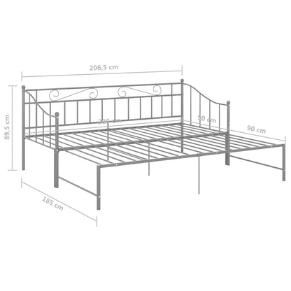Pull-out Sofa Bed Frame without Mattress Grey Metal 90x200 cm