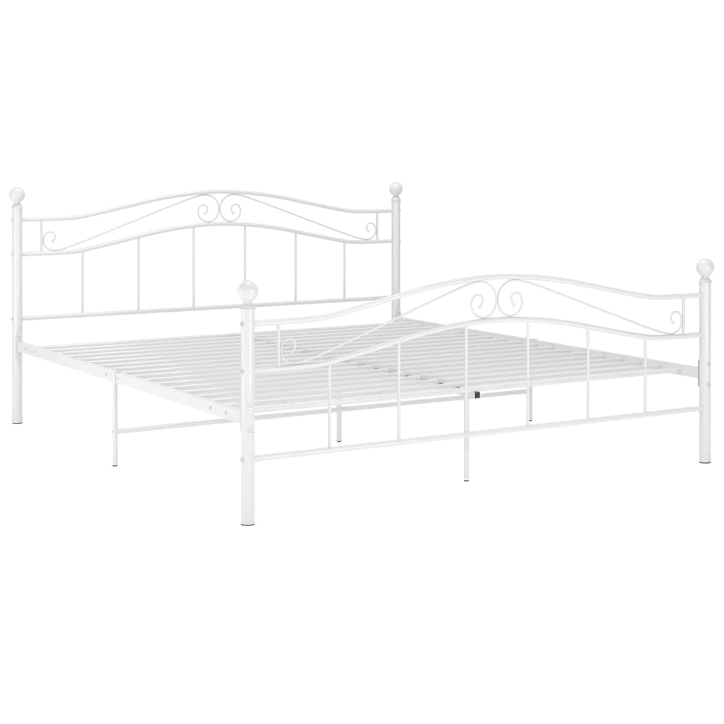 Bed Frame without Mattress White Metal 140x200 cm