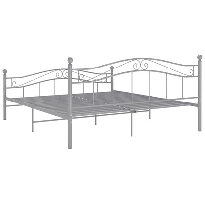 Bed Frame without Mattress Grey Metal 140x200 cm