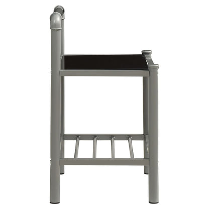 Bedside Cabinet Grey and Black 45x34.5x62.5 cm Metal and Glass