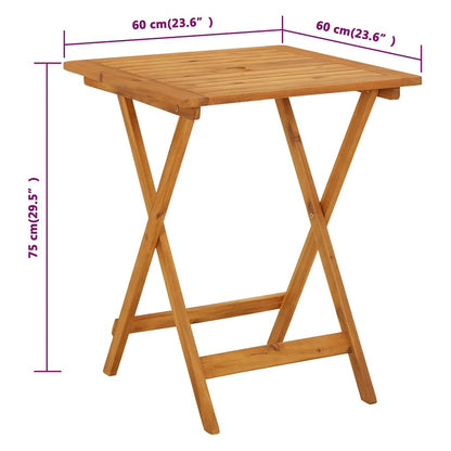 Folding Garden Table 60x60x75 cm Solid Acacia Wood