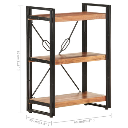 3-Tier Bookcase 60x30x80 cm Solid Acacia Wood