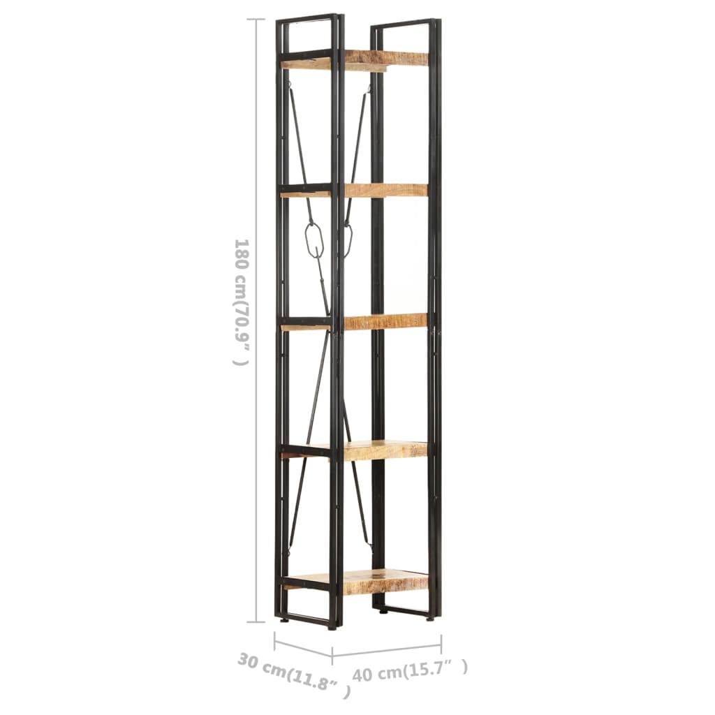 5-Tier Bookcase 39x30x180 cm Solid Mango Wood