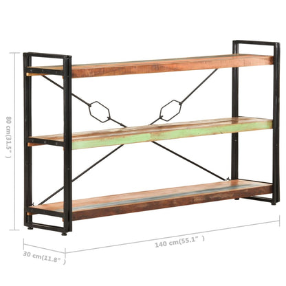 3-Tier Bookcase 140x30x80 cm Solid Reclaimed Wood