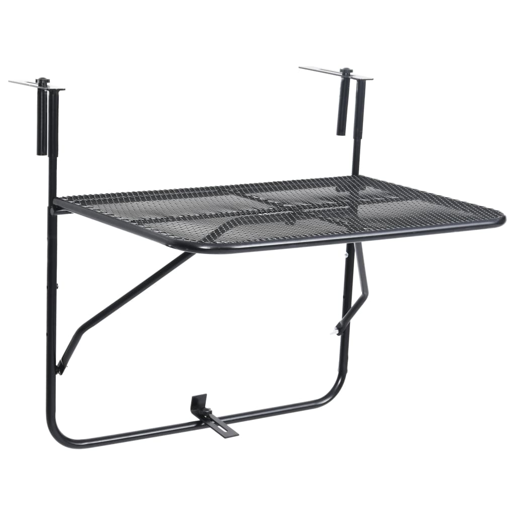 Balcony Table Black 60x40 cm Steel