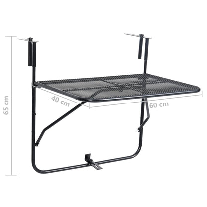 Balcony Table Black 60x40 cm Steel