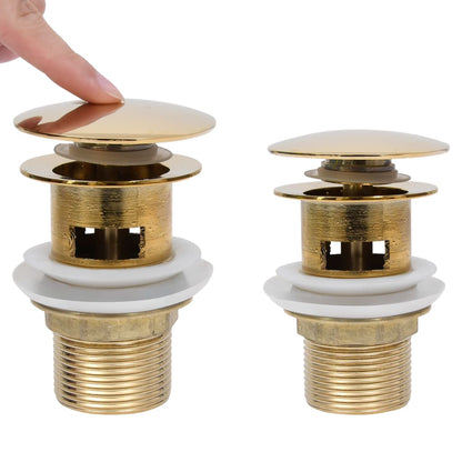 Push Drain with Overflow Function Gold 6.4x6.4x9.1 cm