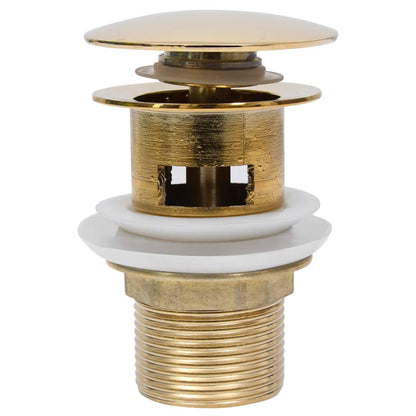 Push Drain with Overflow Function Gold 6.4x6.4x9.1 cm