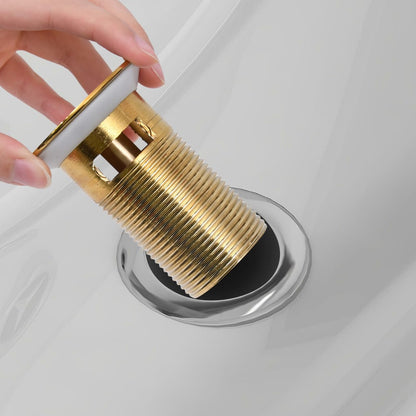 Push Drain with Overflow Function Gold 6.4x6.4x9.1 cm