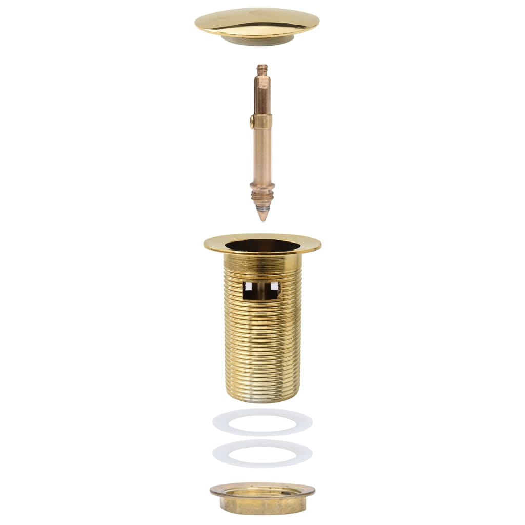 Push Drain with Overflow Function Gold 6.4x6.4x9.1 cm