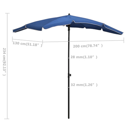 Garden Parasol with Pole 200x130 cm Azure Blue