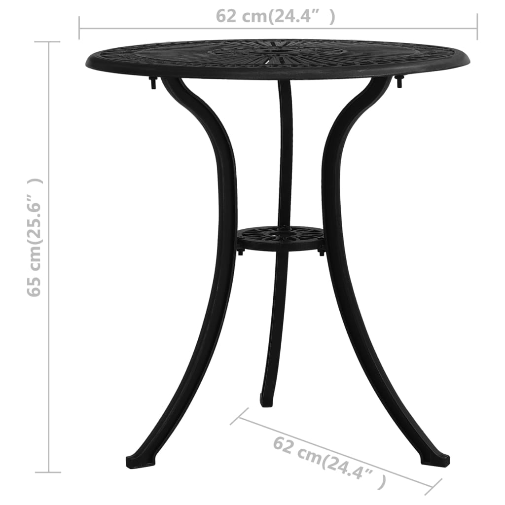 Garden Table Black 62x62x65 cm Cast Aluminium