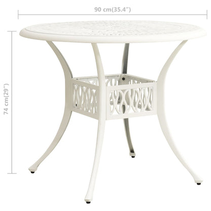 Garden Table White 90x90x74 cm Cast Aluminium