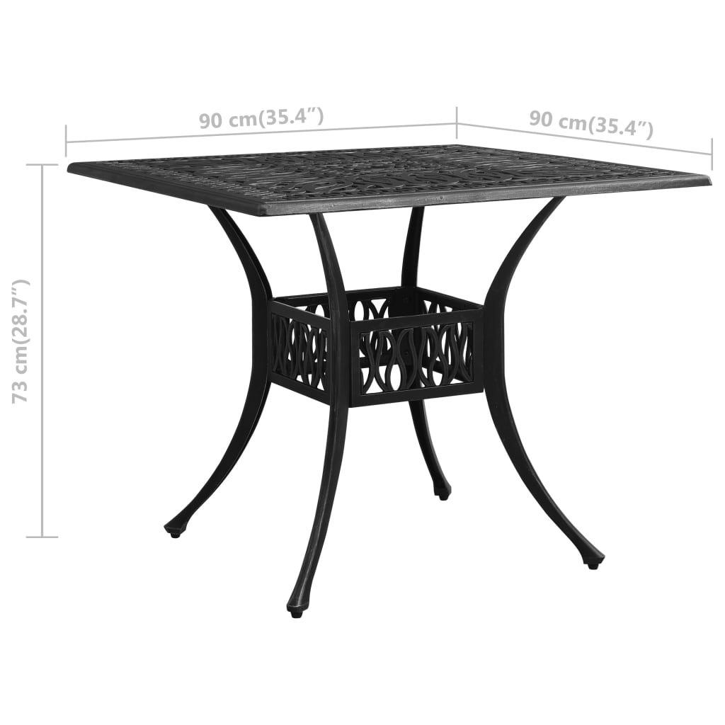 Garden Table Black 90x90x73 cm Cast Aluminium