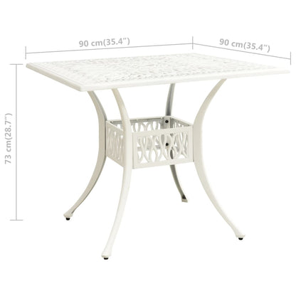 Garden Table White 90x90x73 cm Cast Aluminium