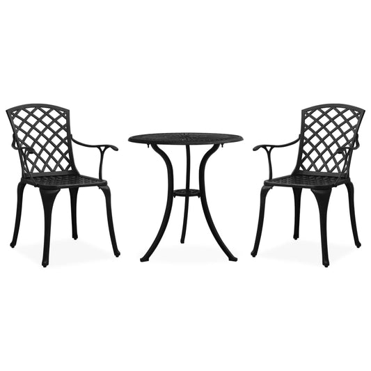 3 Piece Bistro Set Cast Aluminium Black