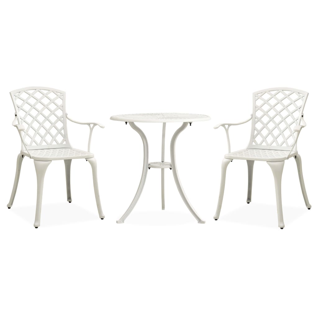 3 Piece Bistro Set Cast Aluminium White