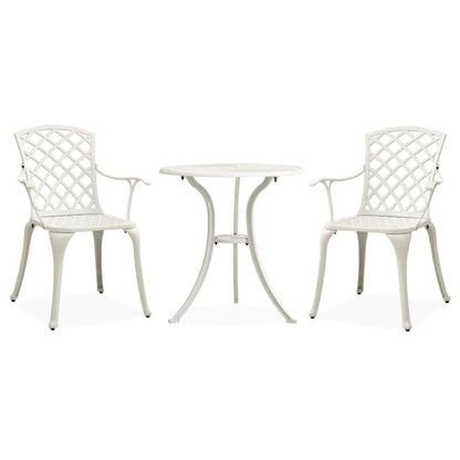 3 Piece Bistro Set Cast Aluminium White