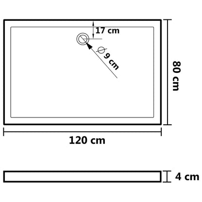 Shower Base Tray with Dots White 80x120x4 cm ABS