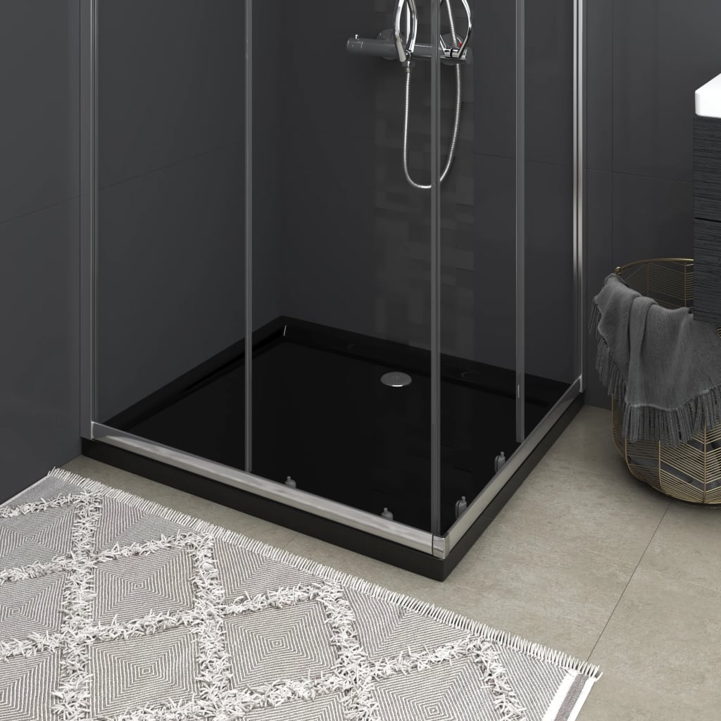 Rectangular ABS Shower Base Tray Black 80x90 cm