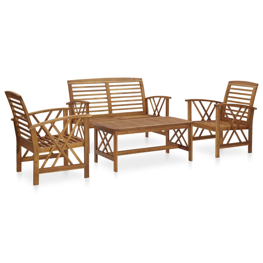 4 Piece Garden Lounge Set Solid Acacia Wood