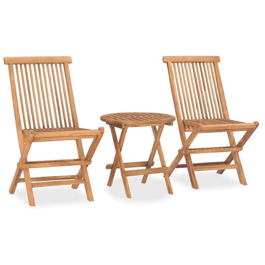 3 Piece Folding Outdoor Dining Set Solid Teak Wood