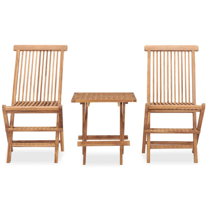 3 Piece Folding Outdoor Dining Set Solid Teak Wood