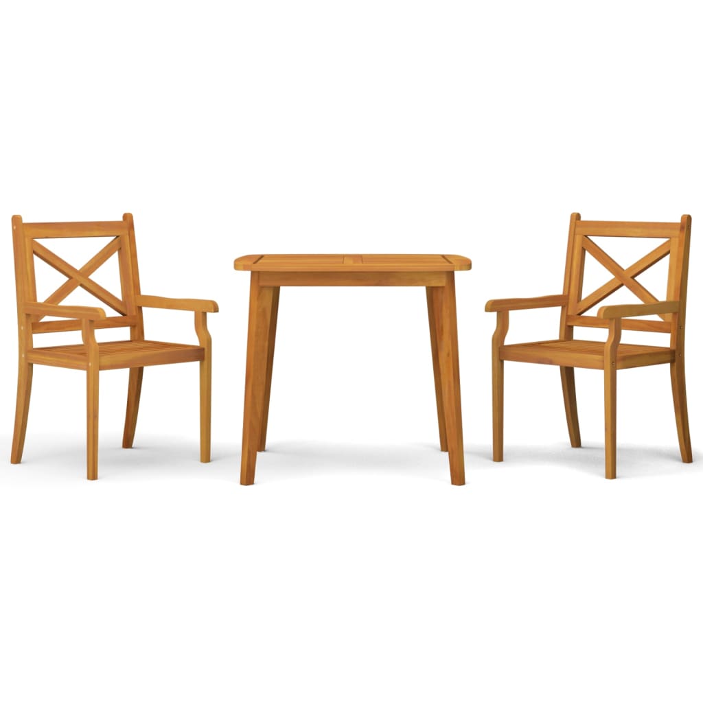 3 Piece Garden Dining Set Solid Wood Acacia