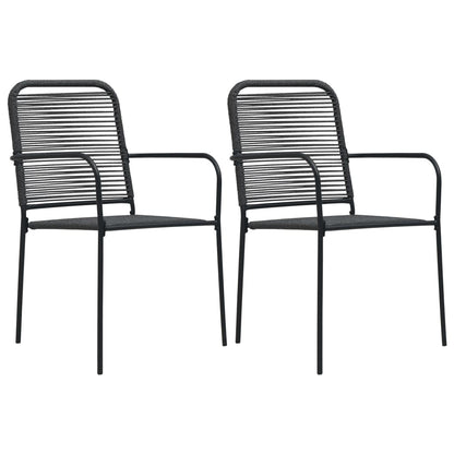 3 Piece Garden Dining Set Cotton Rope and Steel Black