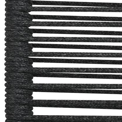 7 Piece Garden Dining Set Cotton Rope and Steel Black