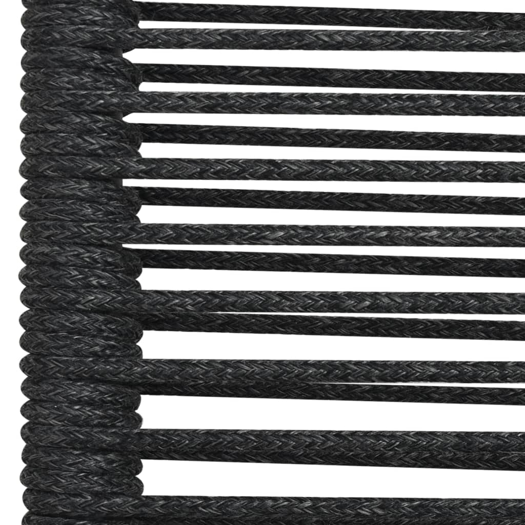 9 Piece Garden Dining Set Cotton Rope and Steel Black