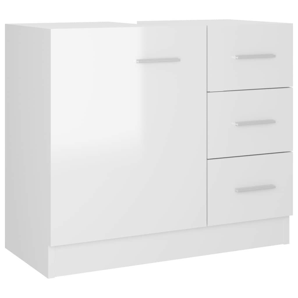 Sink Cabinet High Gloss White 63x30x54 cm Engineered Wood