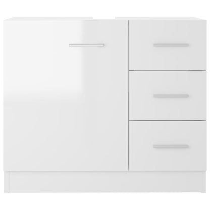 Sink Cabinet High Gloss White 63x30x54 cm Engineered Wood