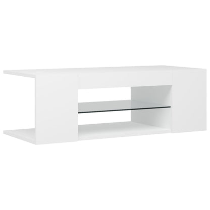 TV Cabinet with LED Lights White 90x39x30 cm