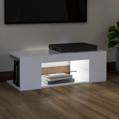 TV Cabinet with LED Lights White 90x39x30 cm