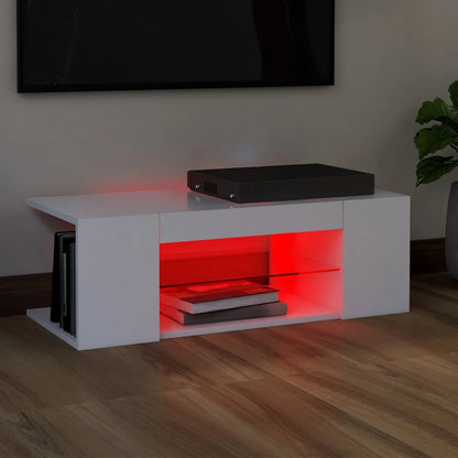 TV Cabinet with LED Lights White 90x39x30 cm