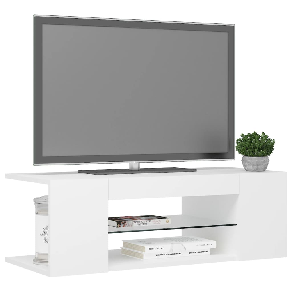 TV Cabinet with LED Lights White 90x39x30 cm