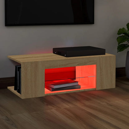 TV Cabinet with LED Lights Sonoma Oak 90x39x30 cm