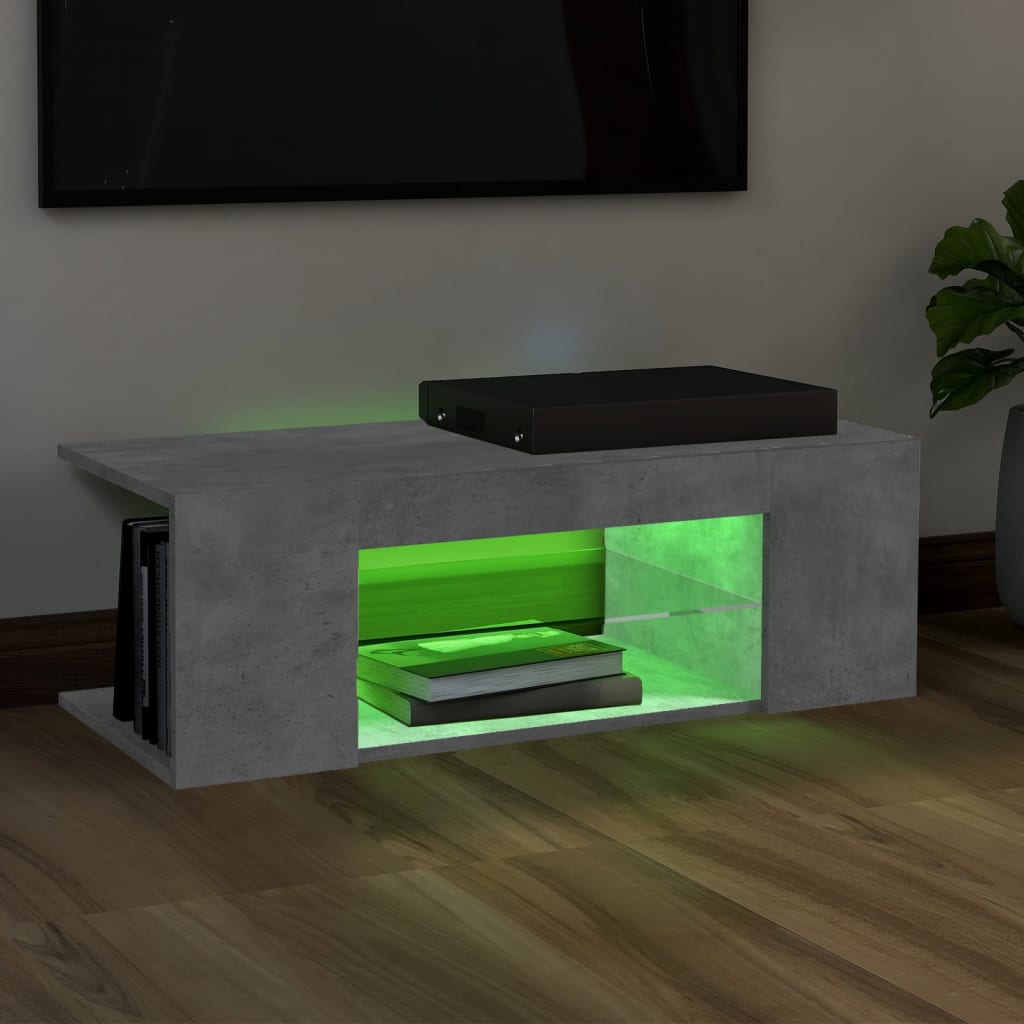 TV Cabinet with LED Lights Concrete Grey 90x39x30 cm