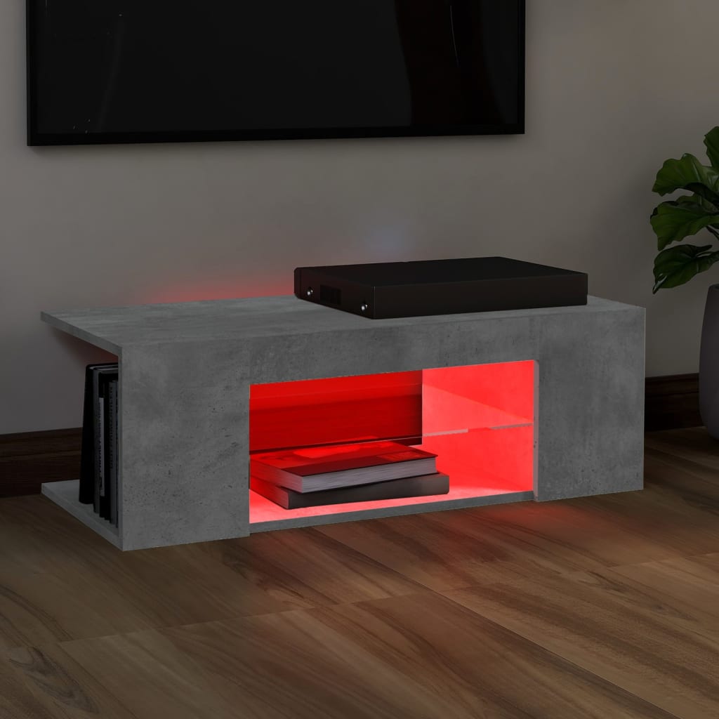 TV Cabinet with LED Lights Concrete Grey 90x39x30 cm