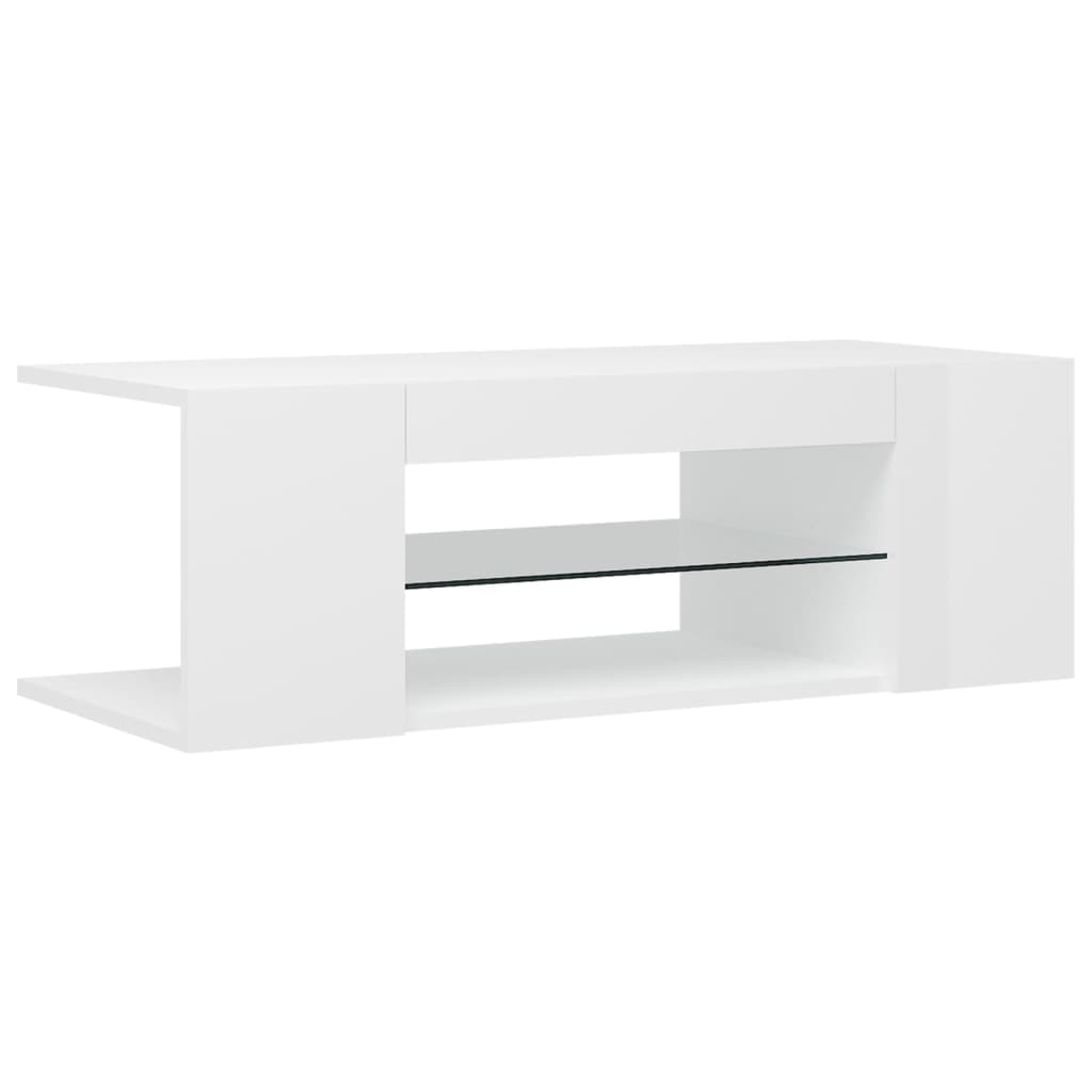 TV Cabinet with LED Lights High Gloss White 90x39x30 cm