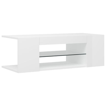 TV Cabinet with LED Lights High Gloss White 90x39x30 cm