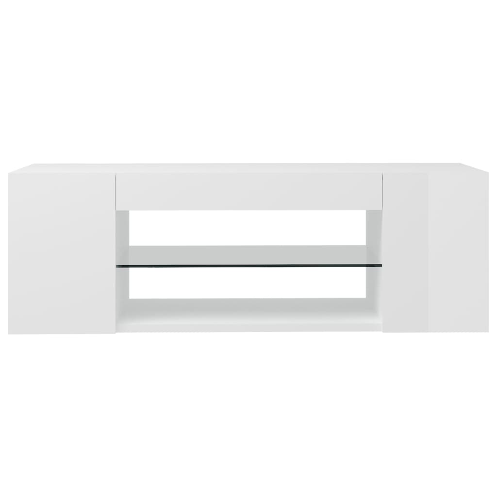 TV Cabinet with LED Lights High Gloss White 90x39x30 cm