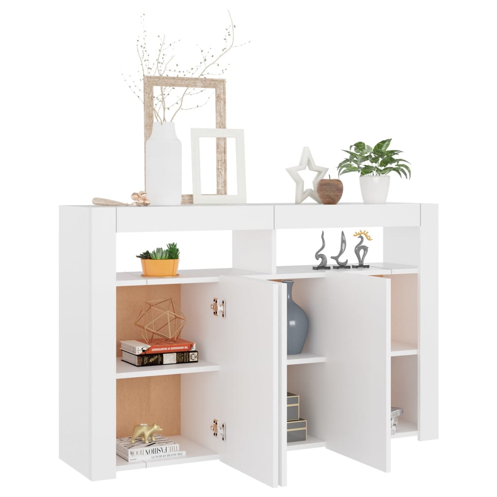 Sideboard with LED Lights White 115.5x30x75 cm