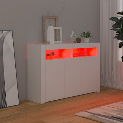 Sideboard with LED Lights White 115.5x30x75 cm