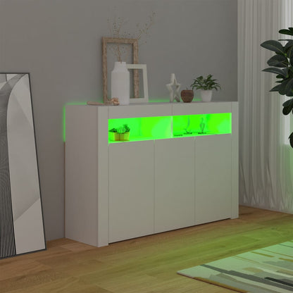 Sideboard with LED Lights White 115.5x30x75 cm