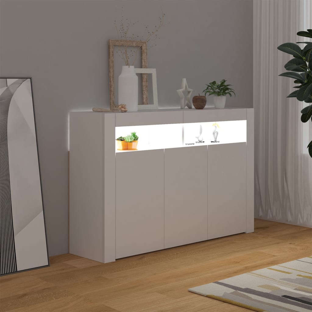 Sideboard with LED Lights White 115.5x30x75 cm