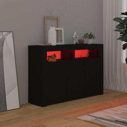 Sideboard with LED Lights Black 115.5x30x75 cm