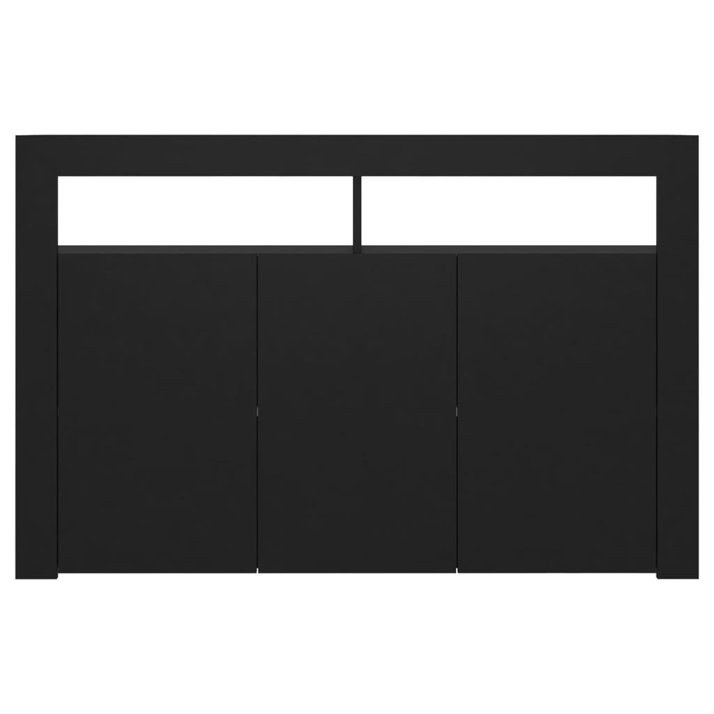 Sideboard with LED Lights Black 115.5x30x75 cm